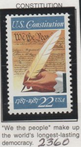 #2360, Single. Constitution MNH,  .22 cents