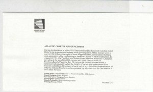 Marshall Islands 1991 Atlantic Charter Roosevelt Pic + Stamp FDC Cover Ref 32037