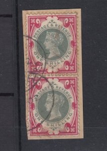 GB QV 1900 1/- Pair On Piece SG214 Fine Used BP9161