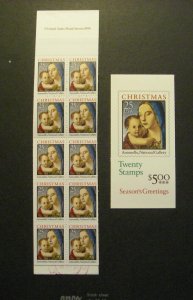 BK180, Scott 2514b, 25c Traditional Christmas 1990, MNH Complete Booklet