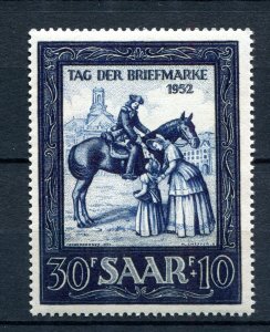 GERMANY SAAR 1952 POSTRIDER STAMP DAY SCOTT B91 PERFECT MNH