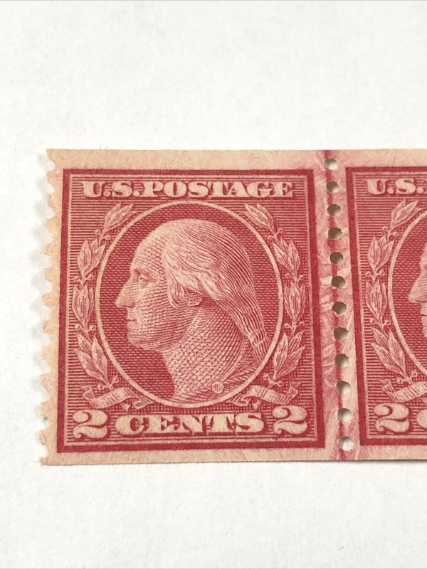 US 492 Washington Pair 1917 PSAG Graded 80 Original Gum Mint Never Hinged 