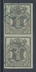 Hanover Sc 2a used 1855 1gg Numeral, imperf Vertical Pair, VF+