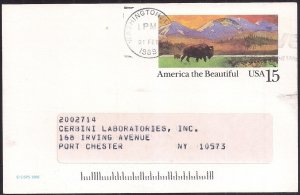 15c #UX120 America The Beautiful Postal Card Used with trademark advt. Nice card