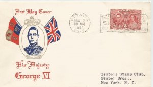 Canada King George VI coronation fdc #!