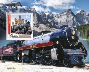 Liberia - 2022 Steam Trains on Stamps - Stamp Souvenir Sheet - LIB220117b1