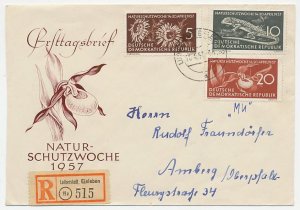 Registered cover / Postmark DDR / Germany 1957 Nature protection