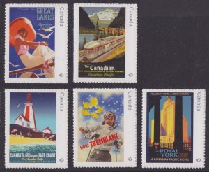 Canada 3334-3338 Vintage Travel Posters 'P' set (5 stamps from booklet) MNH 2022