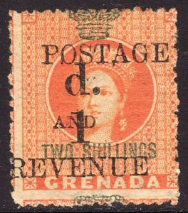 1890 Grenada Queen Victoria QV 1p on 2/ MMH Sc# 34 CV $92.50