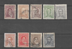 ARGENTINA YEAR 1935 LOT OF 9 USED STAMPS FROM SET HISTORICAL FIGURES