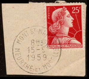 France  #756, Used, Postmark MONT ST-MARTIN, MEURTHE-et-MOSELLE, 15-9-1959