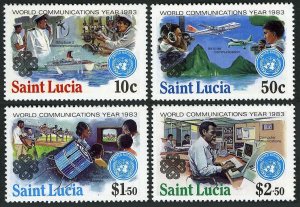 St Lucia 607-610,611, MNH. Michel 602-605,Bl.36. World Communications Year 1983.