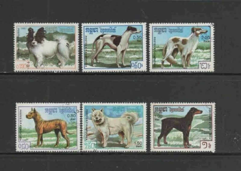 CAMBODIA #768-774 1987 DOGS MINT VF NH O.G CTO