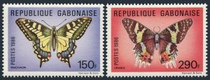 Gabon 605-606, MNH. Michel 969-970. Butterflies 1986.