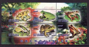 Congo-unused NH sheet of 6-Frogs-2012-issue not authorize