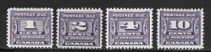 Canada Scott J11-J14 Unused LHOG - 1933-34 Postage Dues - SCV $71.50