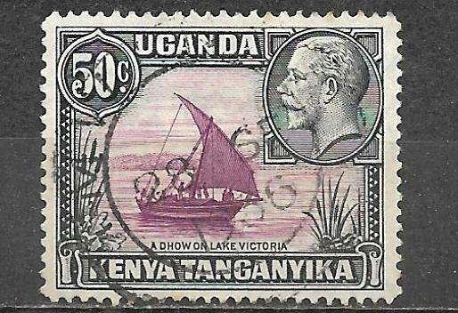 British KUT Kenya Uganda Tanganyika Stamp A Dhow Boat On Lake Victoria 50C Used