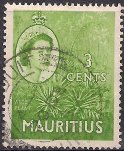 Mauritius 1953 - 58 QE2 3cts Yellow Green SG 294 ( J1120)