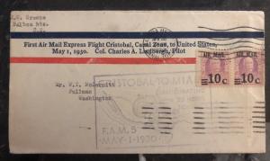 1930 Balboa Canal Zone Panama First Fight Airmail Cover FFC To Miami Fl USA