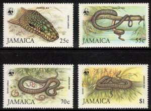 JAMAICA 1984 Jamaican Boa/ WWF; Scott 591-94; MNH