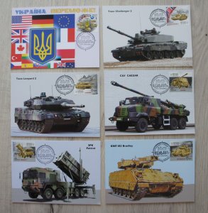 2023 war in Ukraine MaxiCards with stamps Weapons of Victory World with Ukraine