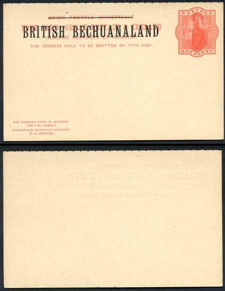 British Bechuanaland O/P on QV 1d Red Foreign Reply Postcard Mint