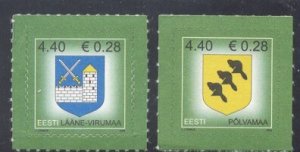 Estonia Sc 532-5333 2006 County Arms stamp set Euro added mint NH