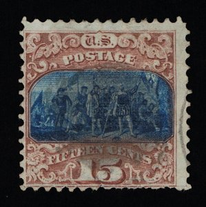 EXCELLENT GENUINE SCOTT #119 FINE USED 1869 TYPE-II PICTORIAL NBNC CLEAR G-GRILL