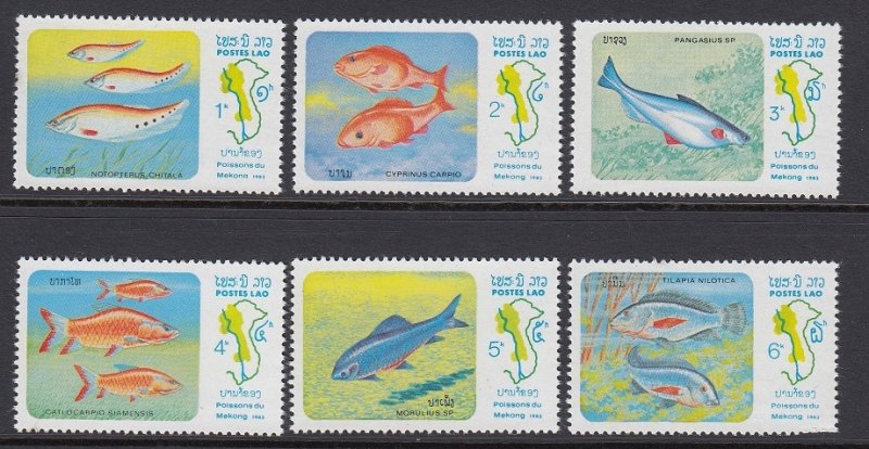 Laos 481-6 Fish mnh
