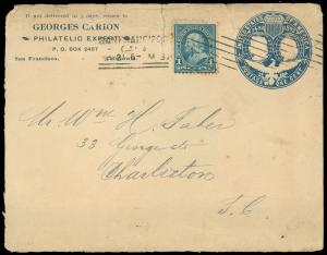1897 SAN FRAN Stamp Dealer GEORGES CARION Corner Card, Fraud, PHILATELIC EXPERT