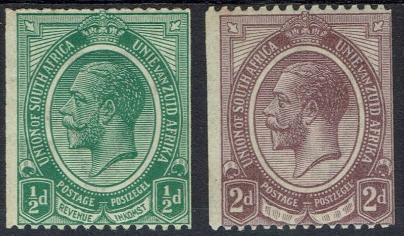 SOUTH AFRICA 1913 KGV COIL 1/2D AND 2D