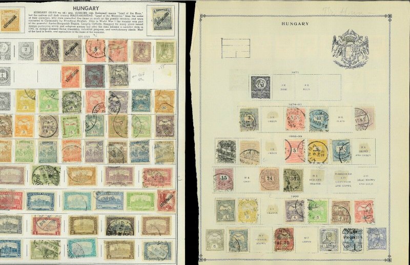 Hungary 1874-1986 M, U & CTO Hinged ona Messy Mix of Remaindered Pages.