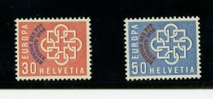 Switzerland #376-377 (SW746) Complete 1959 Overprinted European Unity, M, LH, VF