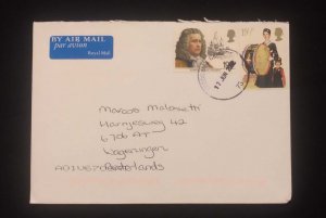 C) 2002, GREAT BRITAIN AIR MAIL ENVELOPE SENT TO NETHERLANDS, XF