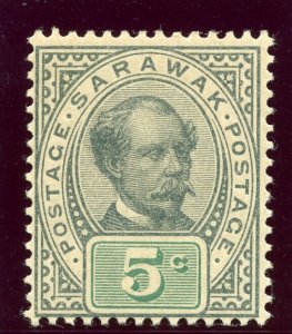 Sarawak 1899 5c olive-grey & green PREPARED FOR USE BUT UNISSUED mnh. SG 48.