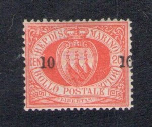 1892 SAN MARINO, #11 - 10 cents out of 20 cent red - MNH **