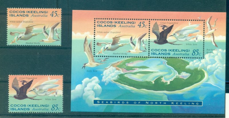 Cocos Is.  - Sc# 300-1a. 1995 Birds. MNH Set & Souv. Sheet. $5.40.