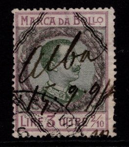 Italy 1911 Marca Bollo 3L + 2/10 Used w/ Lines - S34015