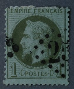 France #29 VG Light Cancel Bright Color Olive Green HRM