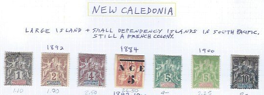 NEW CALEDONIA 1884-1900 SCV $47.25 STARTS @ 22% OF CAT VALUE