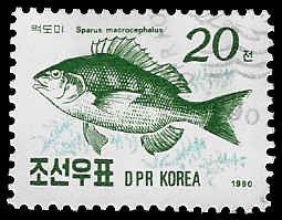 North Korea #2952 Used H; 20ch Sea Bream fish (1990)