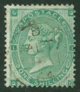 SG 90 1/- green. A wonderfully fresh example. VFU indeed. A featherlight Malta..