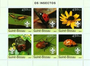 Guinea-Bissau MNH S/S Lady Beetles Insects 2003 6 Stamps