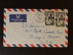1955 Guadeloupe to Chicago Illinois USA Air Mail De Laurence Company Cover