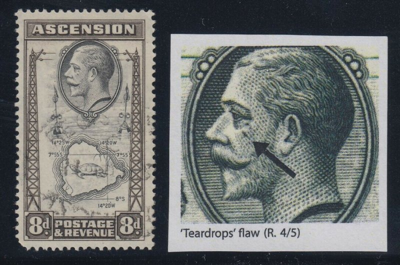 Ascension, SG 27a, used Teardrops Flaw variety