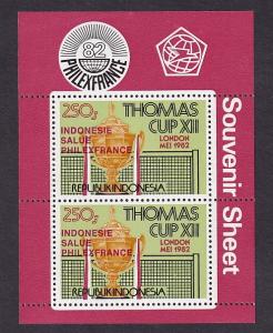 Indonesia 1982 MNH Stamps Souvenir Sheet Scott 1176a Sport Badminton Thomas Cup