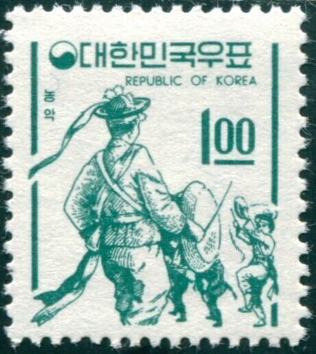 Korea South 1964 SG541 1w green Farmer's Dance MNH