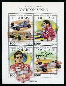 TOGO 2020 60th ANNIVERSARY OF  AYRTON SENNA  SHEET MINT NEVER HINGED