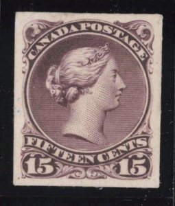 Canada Sc #29P (1868-76) 15c brown purple Large Queen Plate Proof VF