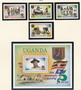 Uganda # 351-354, 355, Scouting Year, Mint NH, 1/2 Cat.